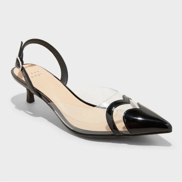 🆕👠 Eleanor Heart Slingback Heels - A New Day - 8, 9-1/2, 10 - Black - Picture 2 of 4